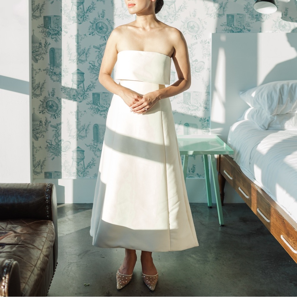 TOTEME A-Line Wool Blend Midi Dress